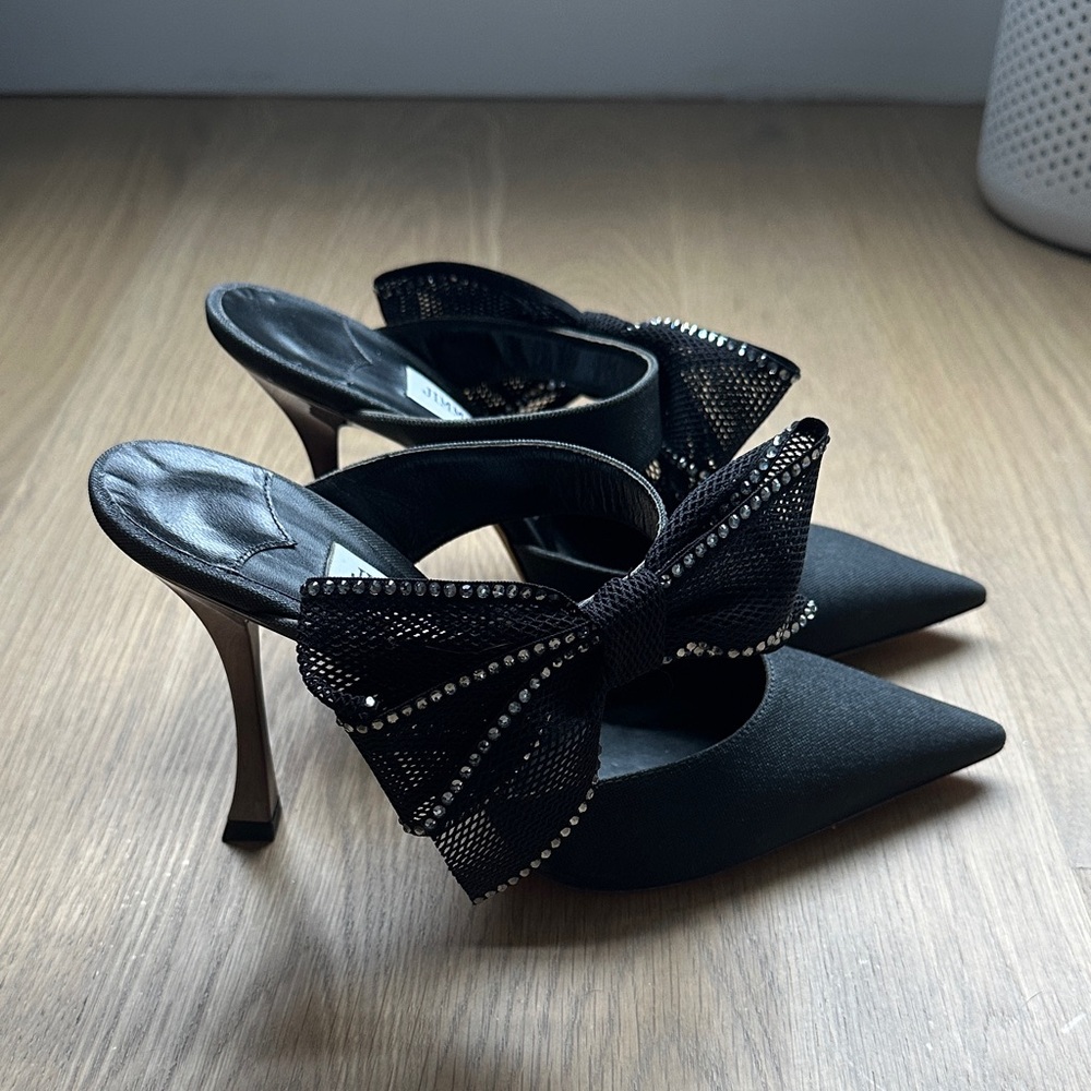 Jimmy Choo Black Heels with Mesh Bow